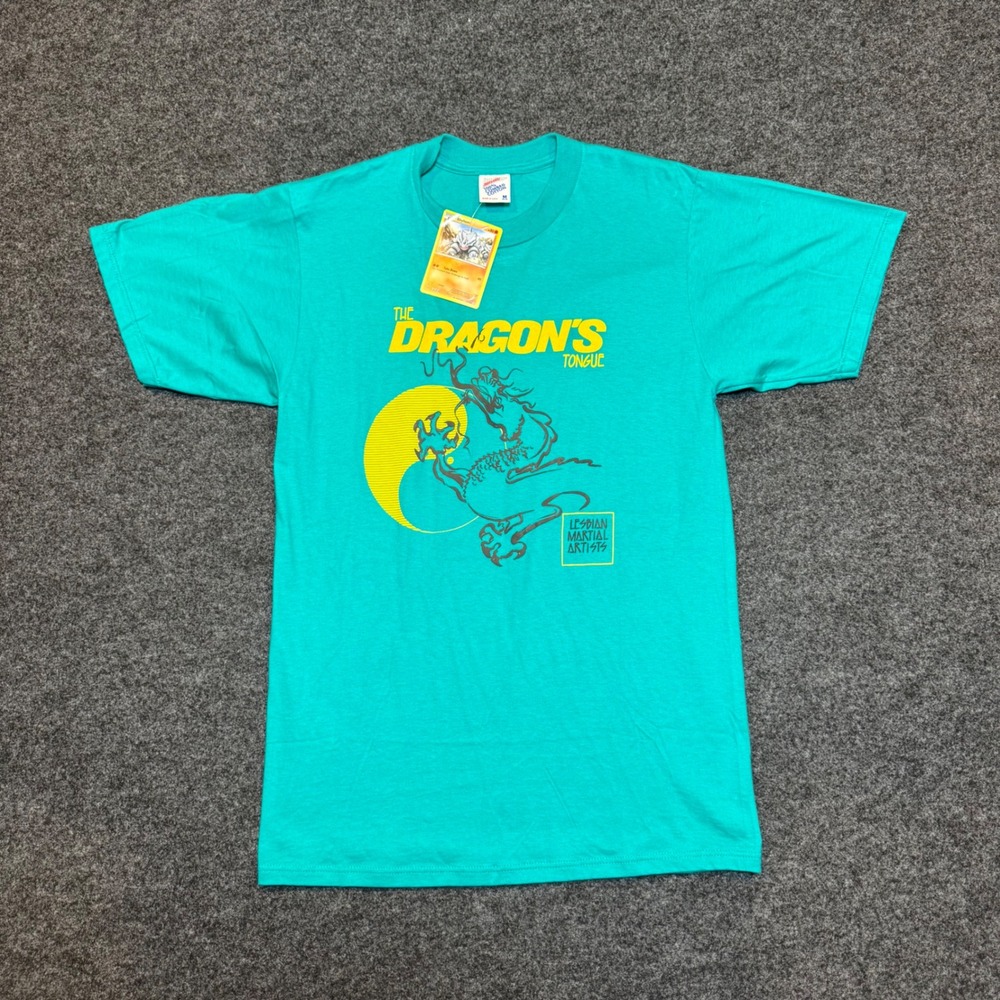 Jerzees The Dragons Tongue Lesbian Martial Artists Graphic T-Shirt Teal Green M